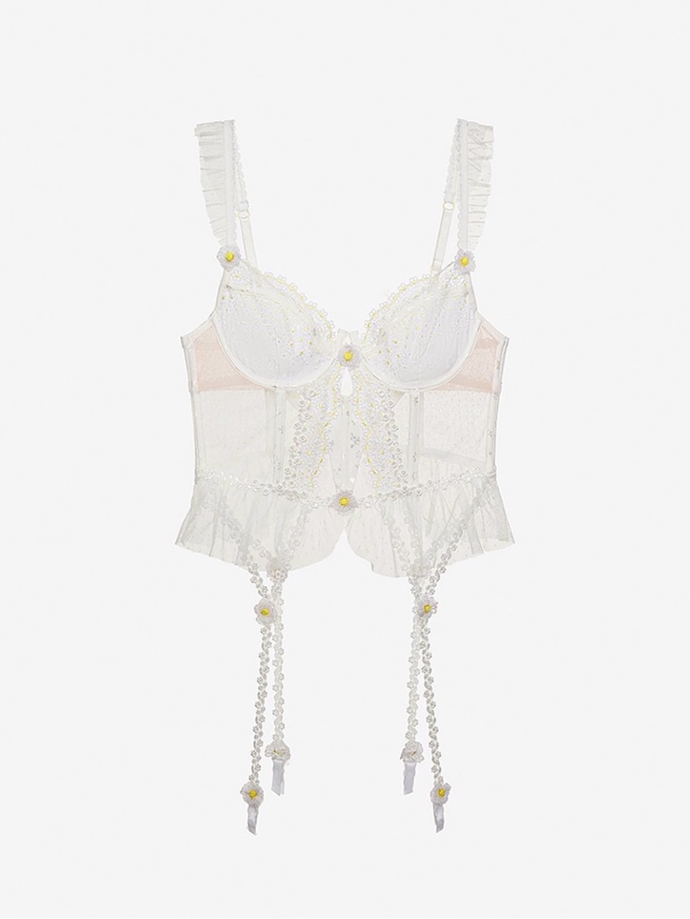 NWT (38C) For Love & Lemons 3D Daisy Bustier with garter straps